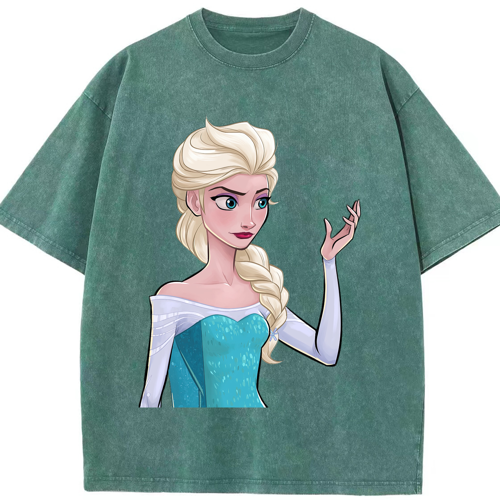 （画像用） アナと雪の女王 アンナ エルサ Frozen Anna Elsa 綿100% ヴィンテージ風 半袖Tシャツ（フロントプリント）
